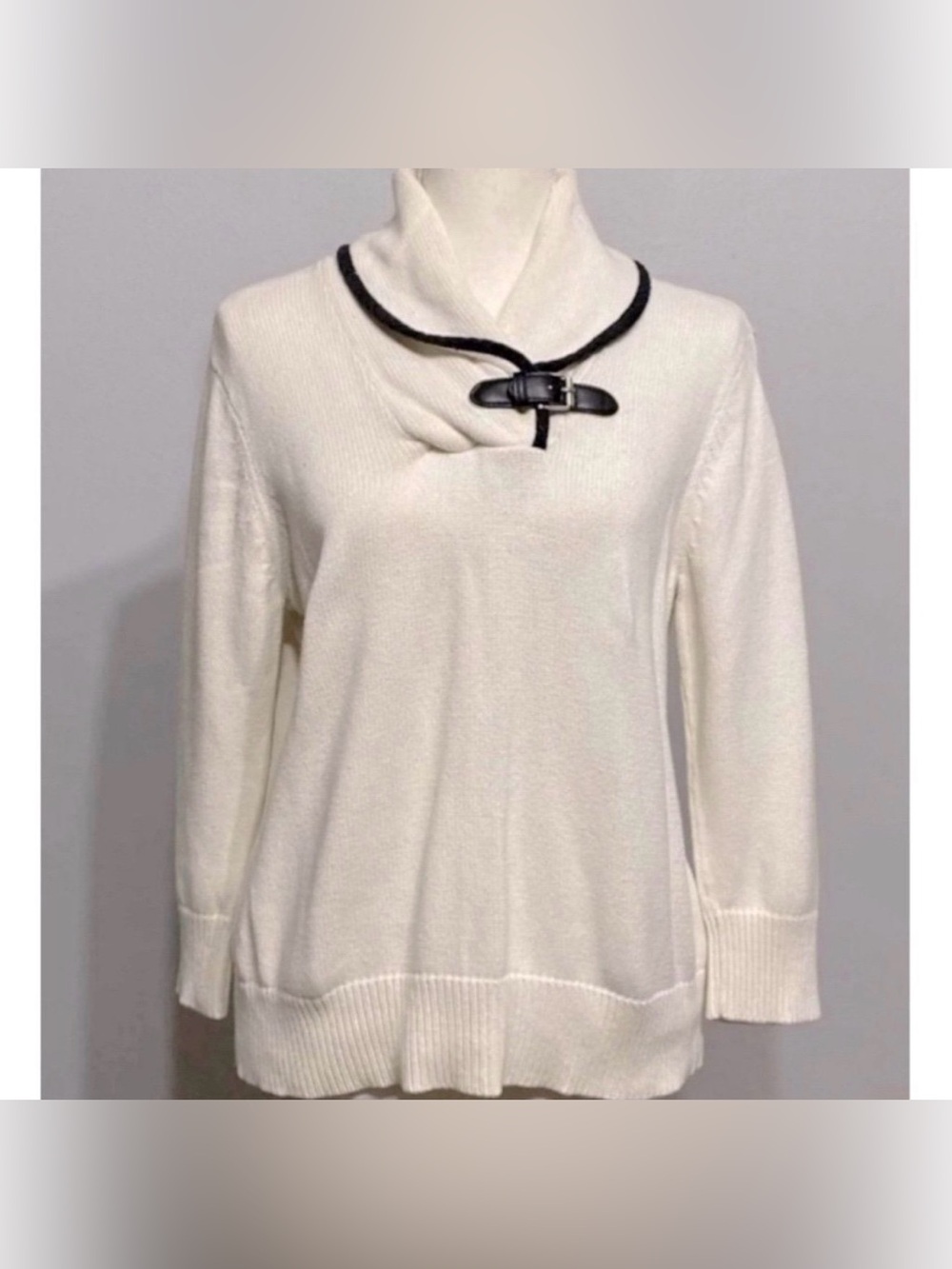 Chaps Cowl Buckle Neck Sweater Women’s Large